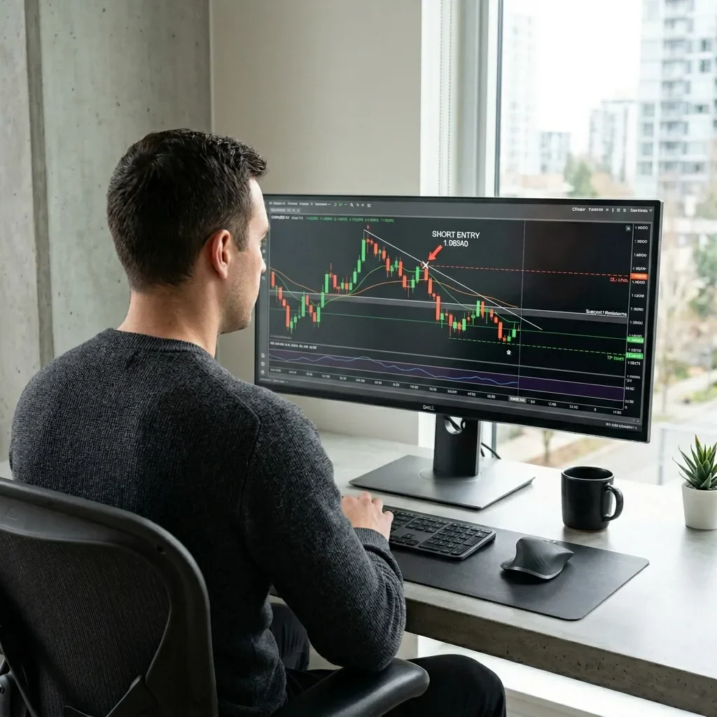 Monitor dengan grafik pasar